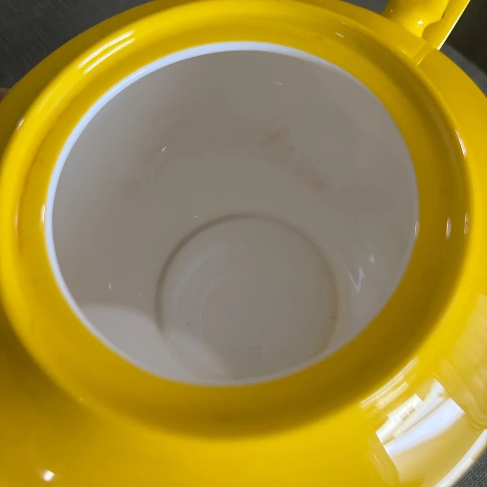 VTG Teavana Noble Poppy Tea Pot 4 Cups Saucers Yellow 14k Gold Fine Bone China